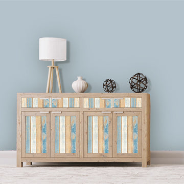 SKONYON ウォールピール コースタル ウェザード パンク 粘着式 剥がして貼る壁紙 ブルー/タン